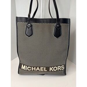 Michael Kors The Michael Bag Large NS Tote Black White 30T9SYIT3C see pic